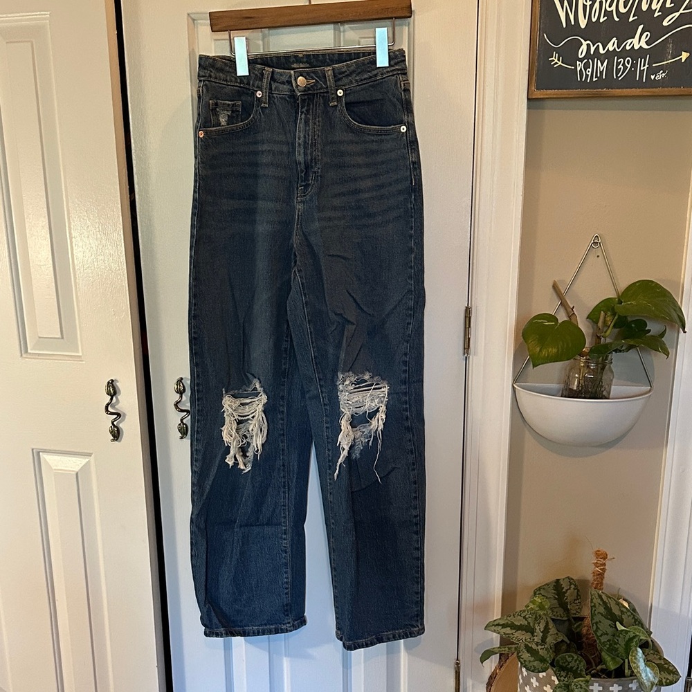 Wild Fable Distressed Wide Leg Blue Jeans